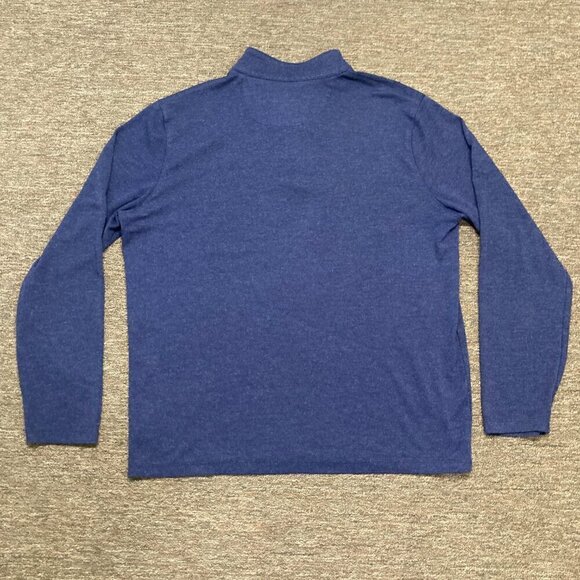 Mizzen + Main 1/4 Zip Pullover Blue Men's Large Trim Fit Made In America - Picture 2 of 7